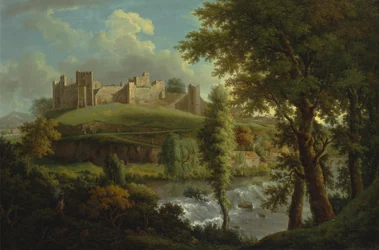 Kasteel Ludlow met Dinham Weir, vanuit het Zuidwesten